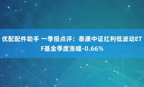 优配配件助手 一季报点评：泰康中证红利低波动ETF基金季度涨幅-0.66%