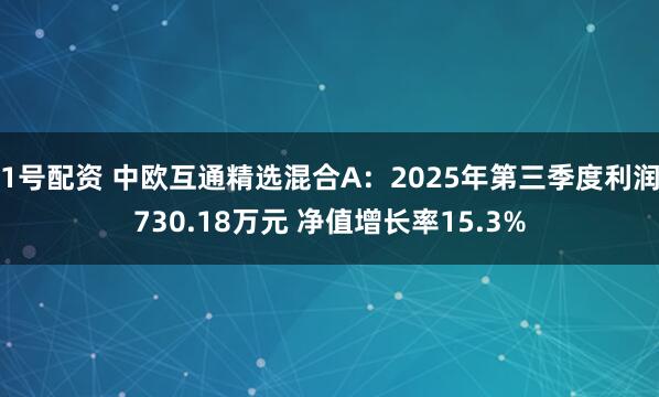 1号配资 中欧互通精选混合A：2025年第三季度利润730.18万元 净值增长率15.3%