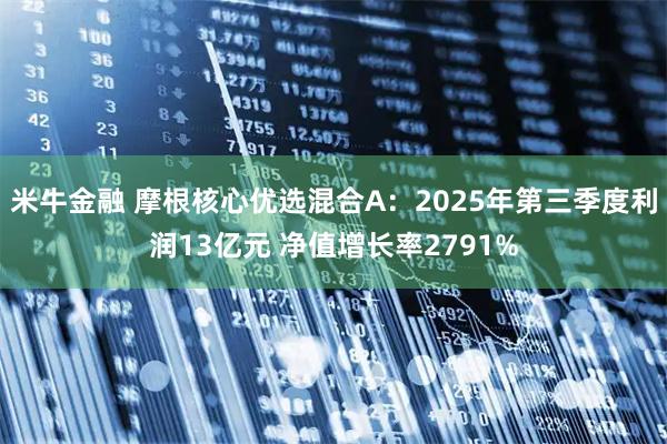 米牛金融 摩根核心优选混合A：2025年第三季度利润13亿元 净值增长率2791%